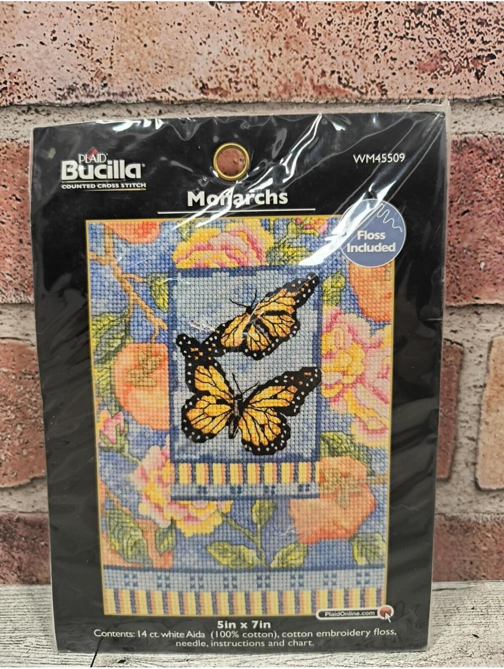 Bucilla Monarchs Butterfly Counted Cross Stitch Kit #WM45509 Size 5" x 7" NEW